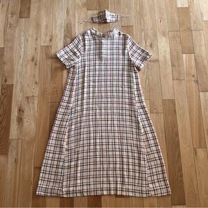Ace&Jig Plaid Shift Short Sleeve Midi Dress Button Back Matching Mask Size M